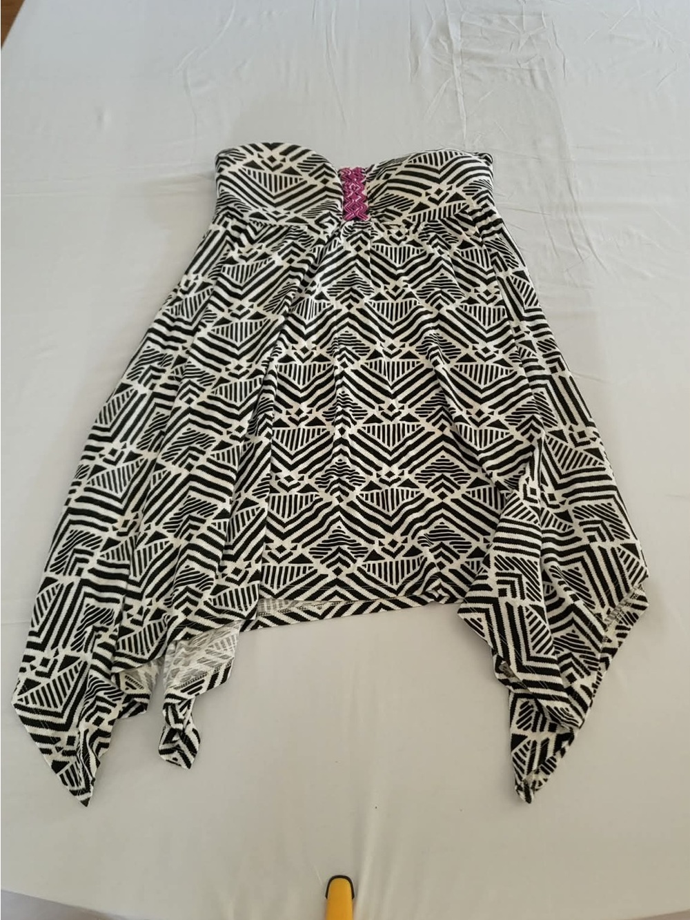 Vintage Roxy Pacsun Black & White Geometric Handkerchief Hem Dress